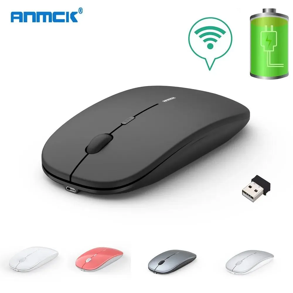 Souris Anmck Bluetooth Mouse Wireless Souris silencieuse pour ordinateur RECHARGable Mini Magic Bluetooth USB Mouse Gaming pour ordinateur portable PC Xiaomi