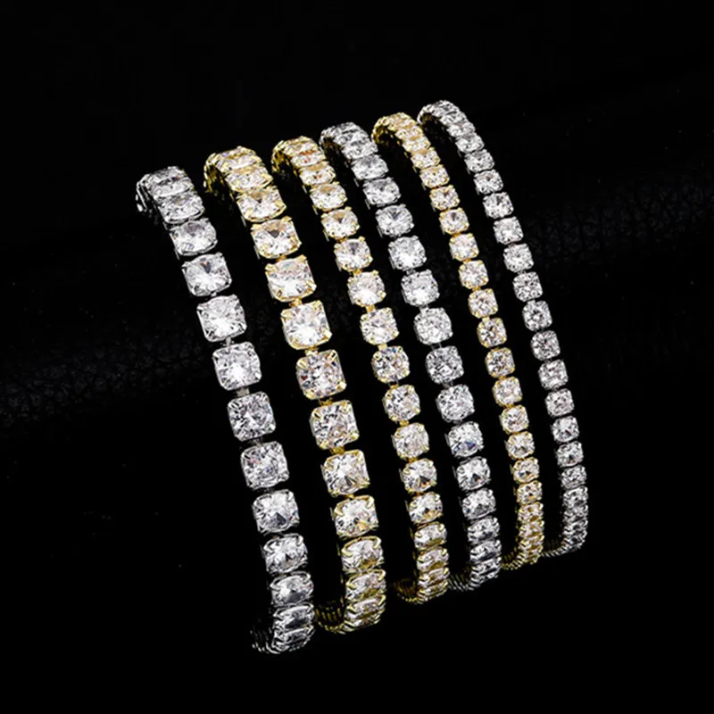 Golden Tennis Bracelet Designer Iced Chain Diamond Chain Bracelet Hip Hop Men's Luxury Jewelry 7-8 inches