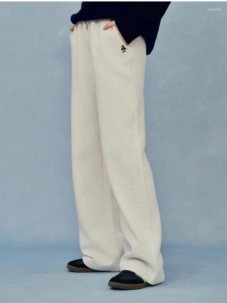 Kadın Pantolon Sraw String Gevşek Güçlü Geniş Bacak Beyaz Renkli Kumaş Lady Sport Kıyafet Kapris Pantolon