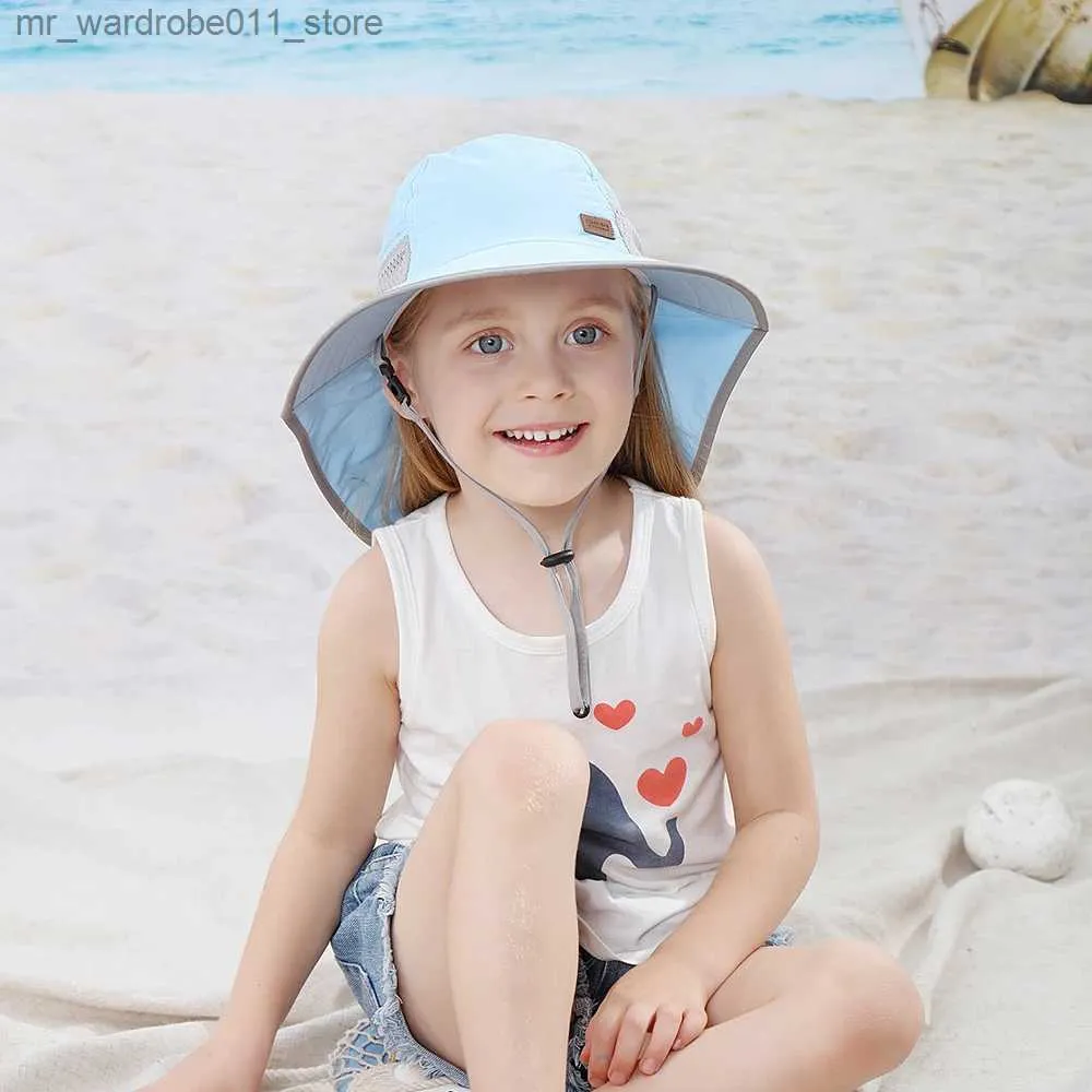 Caps Hats UPF 50 Toddler Sun Hat For Kids Baby Beach Sun Protection Boys  Girls Fishing Hats Q231216 From 4,85 €