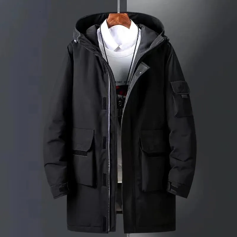 Men's Down Parkas Winter Jackets Men White Duck Warm Hooded Long Down Jackets Autumn Casual Top Parka Male Black Fluffy Coat Beige Yellow 231215