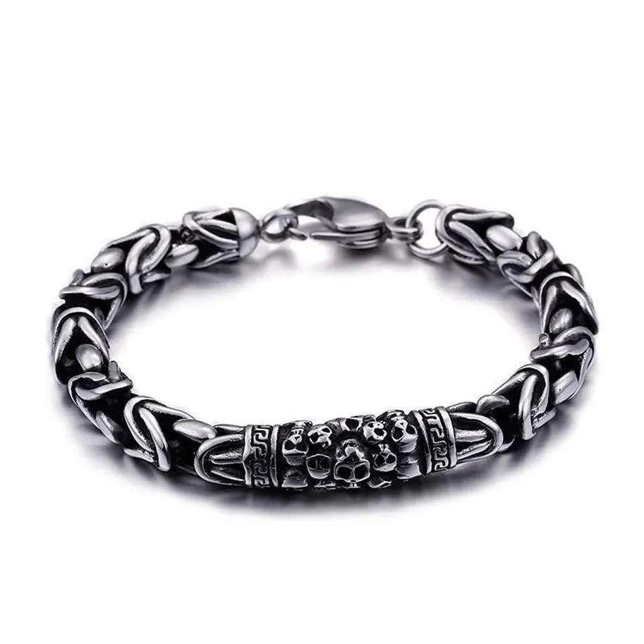Link Chain Fashion Vintage Stijl Viking Armband Pols Zilver Kleur Charme Schedel Voor Mannen Jewelry211z