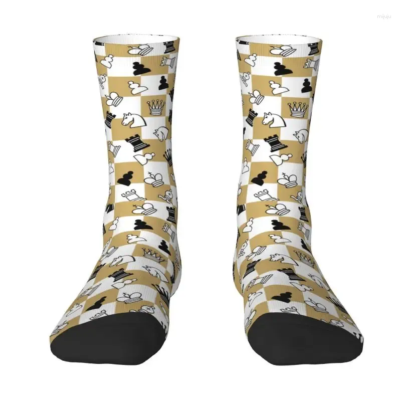 Men's Socks Chess Game Dress Women's Warm Fashion Novelty Chessboard Board Crew