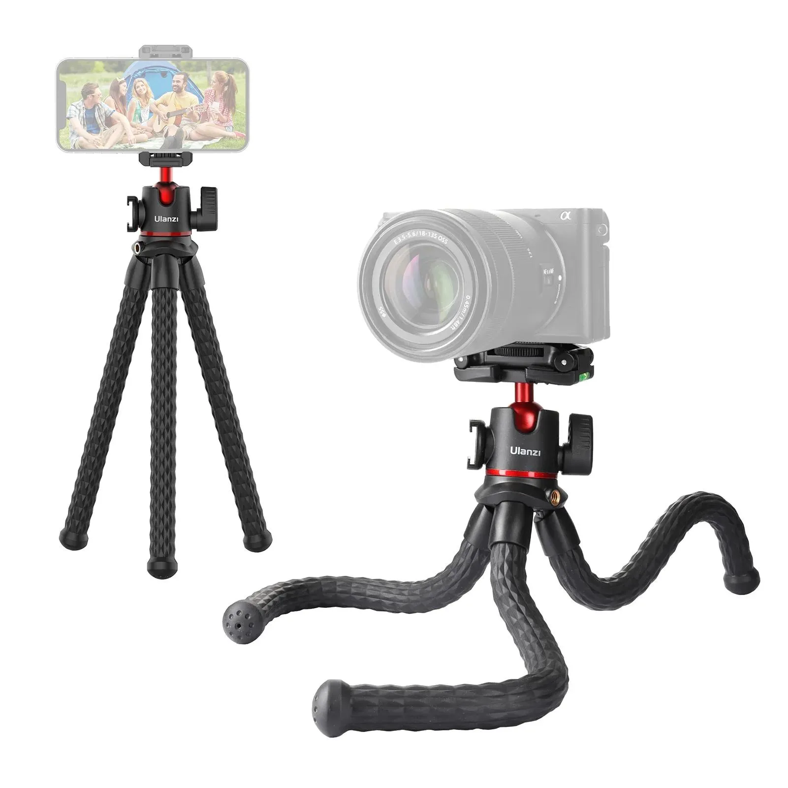 Tillbehör Ulanzi MT33 Multifunktionell flexibel mini bläckfisk stativ med kallsko montering 360 roterbar panoramisk bollhuvud för telefonkamera