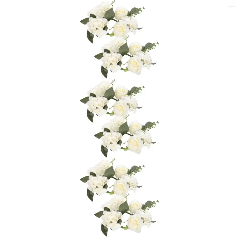 Guirlande de fleurs décoratives, 6 pièces, chandelier, décorations de mariage pour Tables, fausse couronne, anneau en plastique