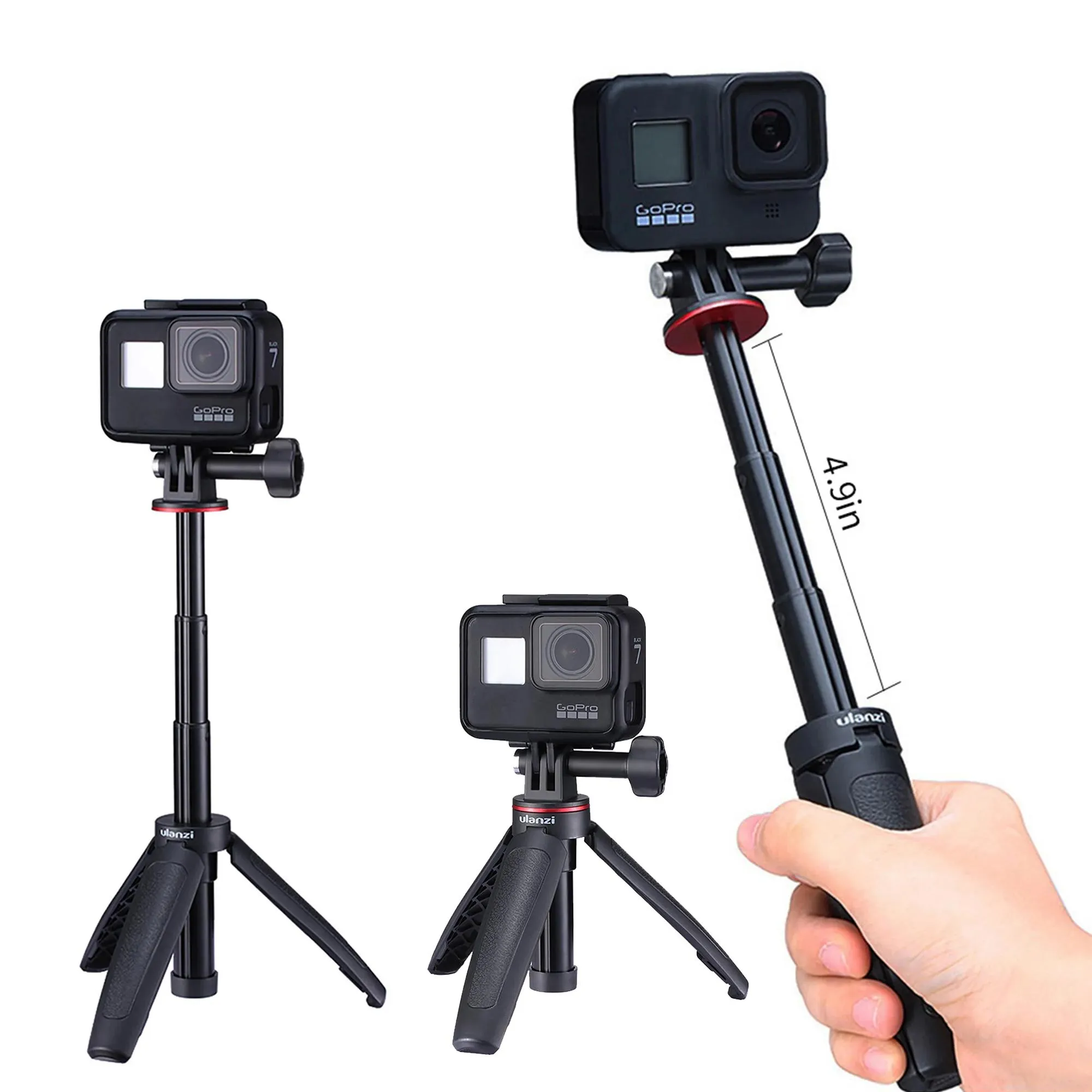 Holders Ulanzi MT09 Extendable Gopro Tripod Portable Mini Tripod for Gopro Hero 8 7 6 5 Black Session Osmo Action Camera