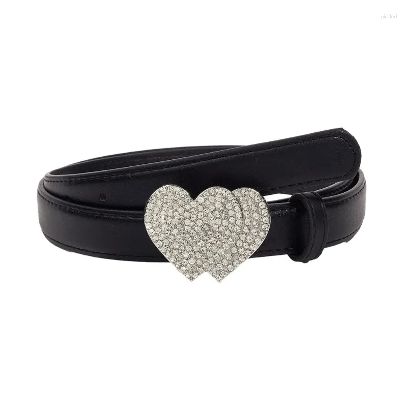 Pasy Y166 Rock Bands Pu Belt Jean Pase i Roll Burekle Heart Crinestones