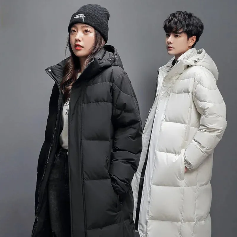 Men's Down Parkas down jacket long and thick couple white duck down winter warm skirt over the knee long fashion coat 231215