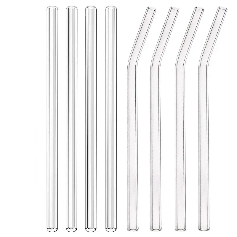 18cm/20cm/25cm Clear Glass Drinking Straws Milk Cocktail Fruit Juice Beverage Straws