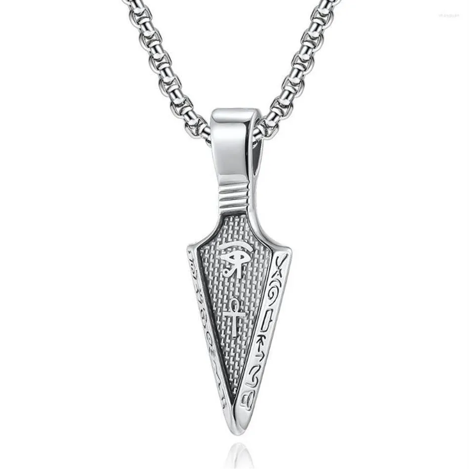 Pendant Necklaces Retro Eye Of Horus Ankh Egyptian Cross Necklace Spearhead Arrowhead For Men Stainless Steel Jewelry271P