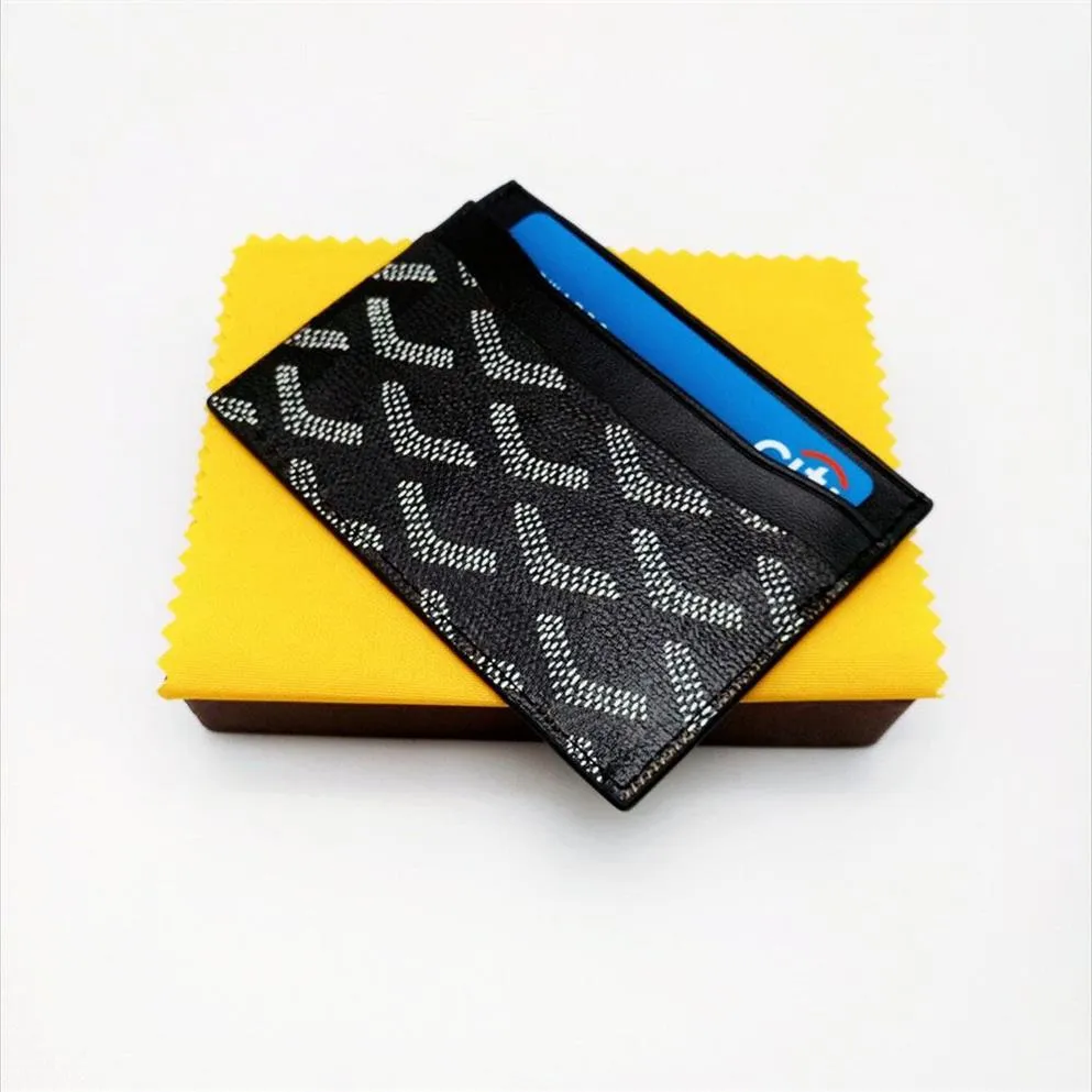 Hög QuAily Luxury Men Women Credit Designer Card Holder Classic Mini Bank Cardholder Liten Slim Coated Canvas Plånbok med Box295G