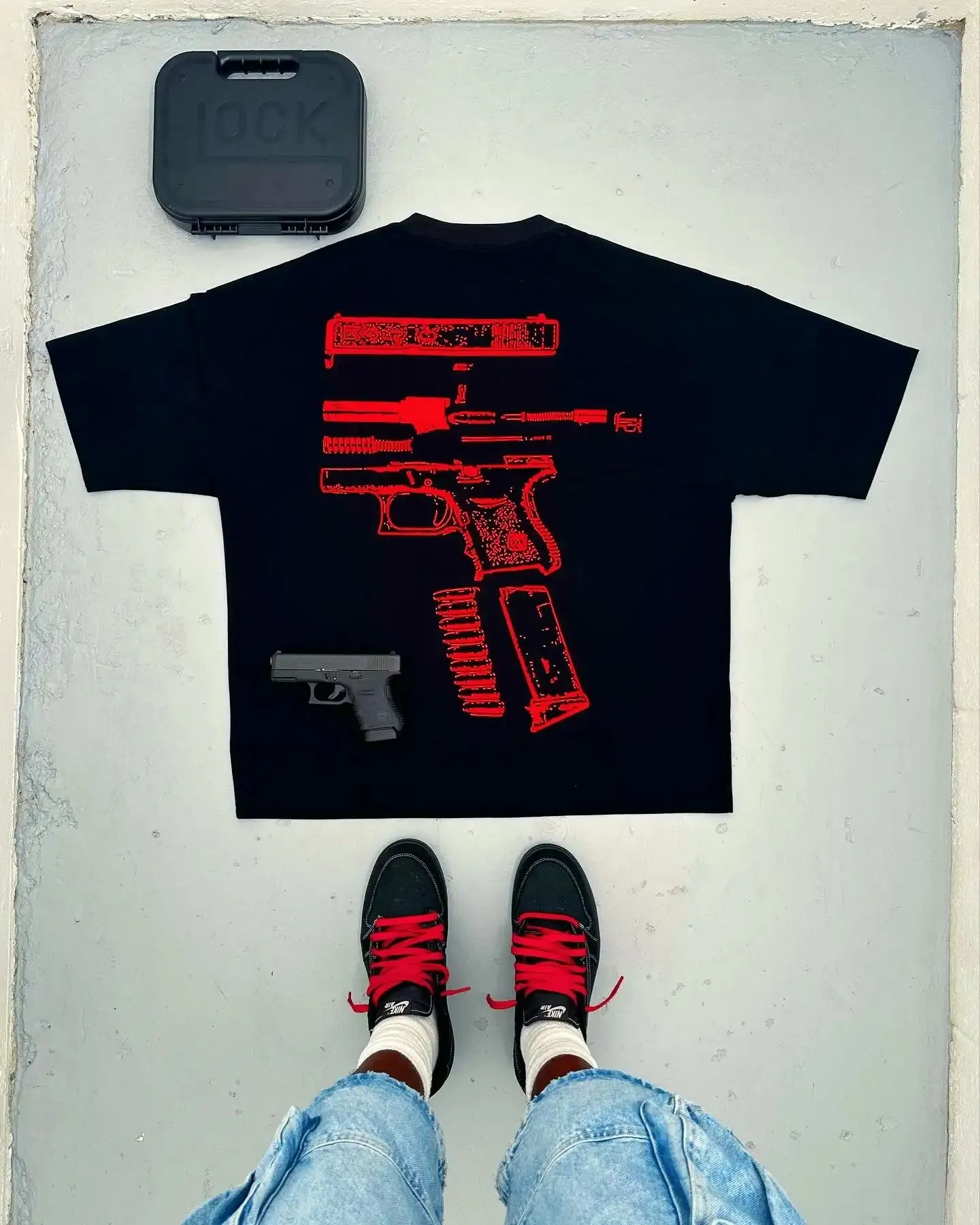 Thirts للرجال Y2K T Shirt Mens Harajuku Hip Hop in Glock نحن نثق في طباعة الرسوم البيانية عن العنق القطن القوطية القوطية القوطية القصير 231216