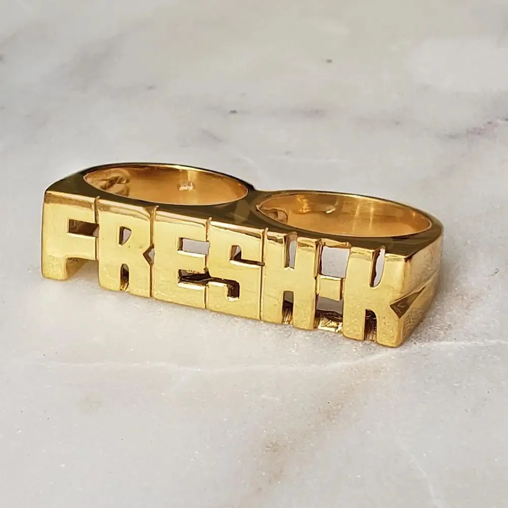 Wedding Rings Custom Name Ring Personalized Double Fingers Ring