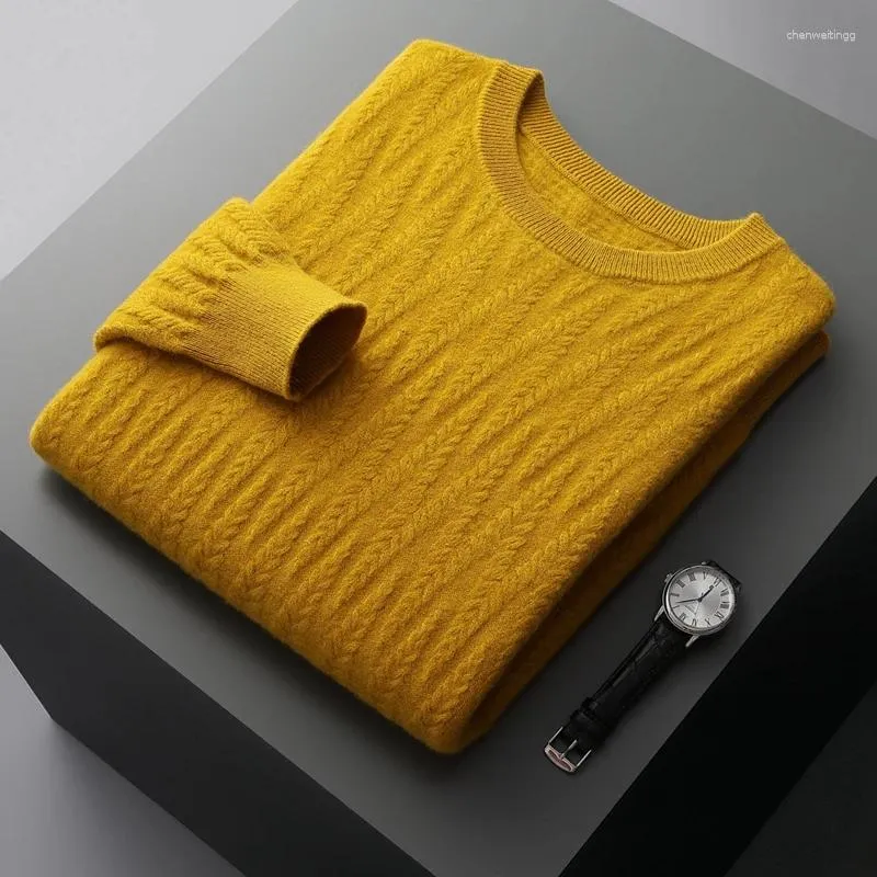 Männer Pullover Herbst Winter Kaschmir Pullover Männer Oansatz Pullover Große Größe Top Merino Wolle Stricken Lose Weiche Männliche Jacke