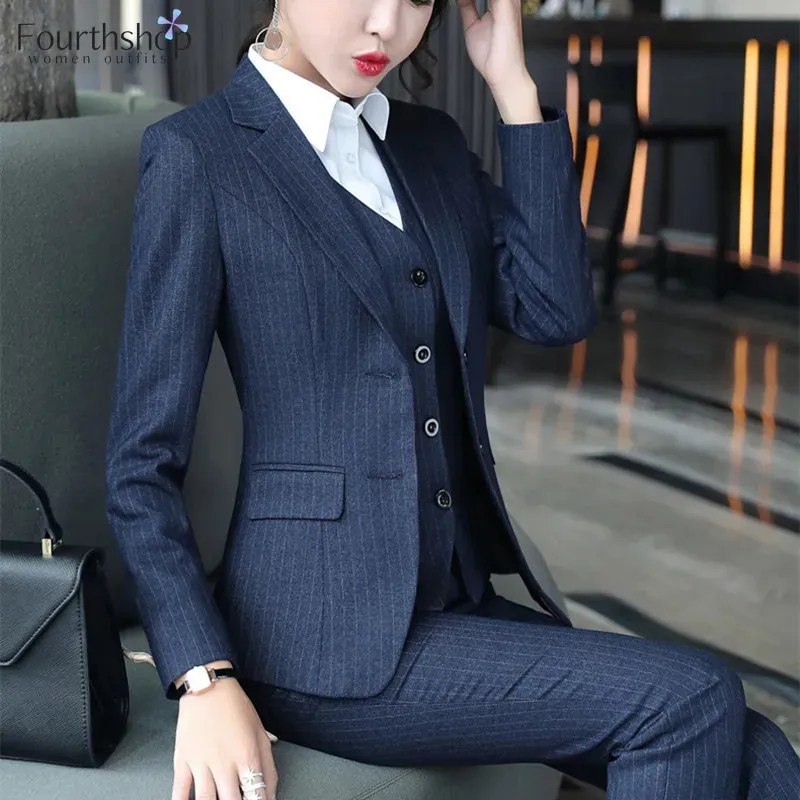 Costumes pour femmes Blazer Business Work Uniform Office Lady Pantalon formel Femme Automne Hiver 2023 2 pièces Ensembles Vêtements Tenues 231215