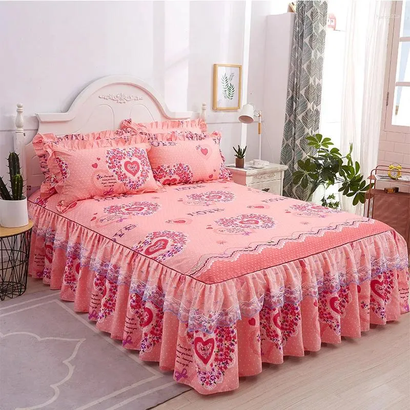 Jupe de lit à fleurs, draps d'été pour la maison, housse de matelas antidérapante, simple, Double, respirante, taie d'oreiller individuelle