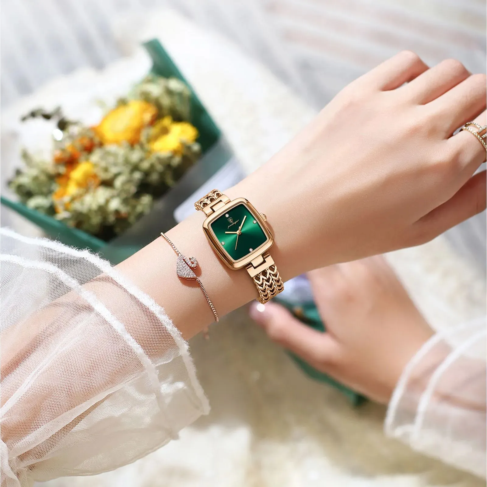 Montres-bracelets POEDAGAR Montre carrée de luxe pour femme étanche en acier inoxydable dames robe à quartz élégantes femmes montres mode reloj 231216