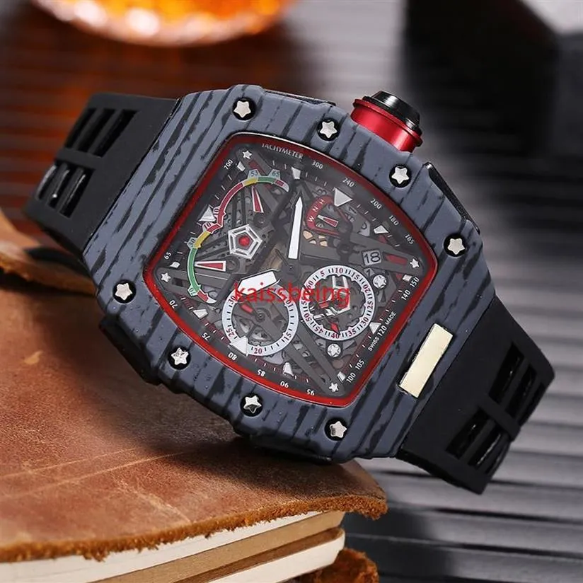 2022 Top Sell Reloj para hombre Banda de reloj de goma Moda Todo Dial Trabajo Caja de acero inoxidable Movimiento de cuarzo Relojes Analógico de alta calidad 252R