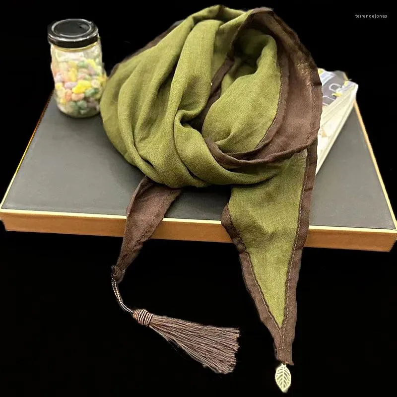 Шарфы женские элегантный шарф с подвеской ветрозащитный шейный щиток шелковый хлопок лен кисточки дышащий шейный платок модная теплая шаль
