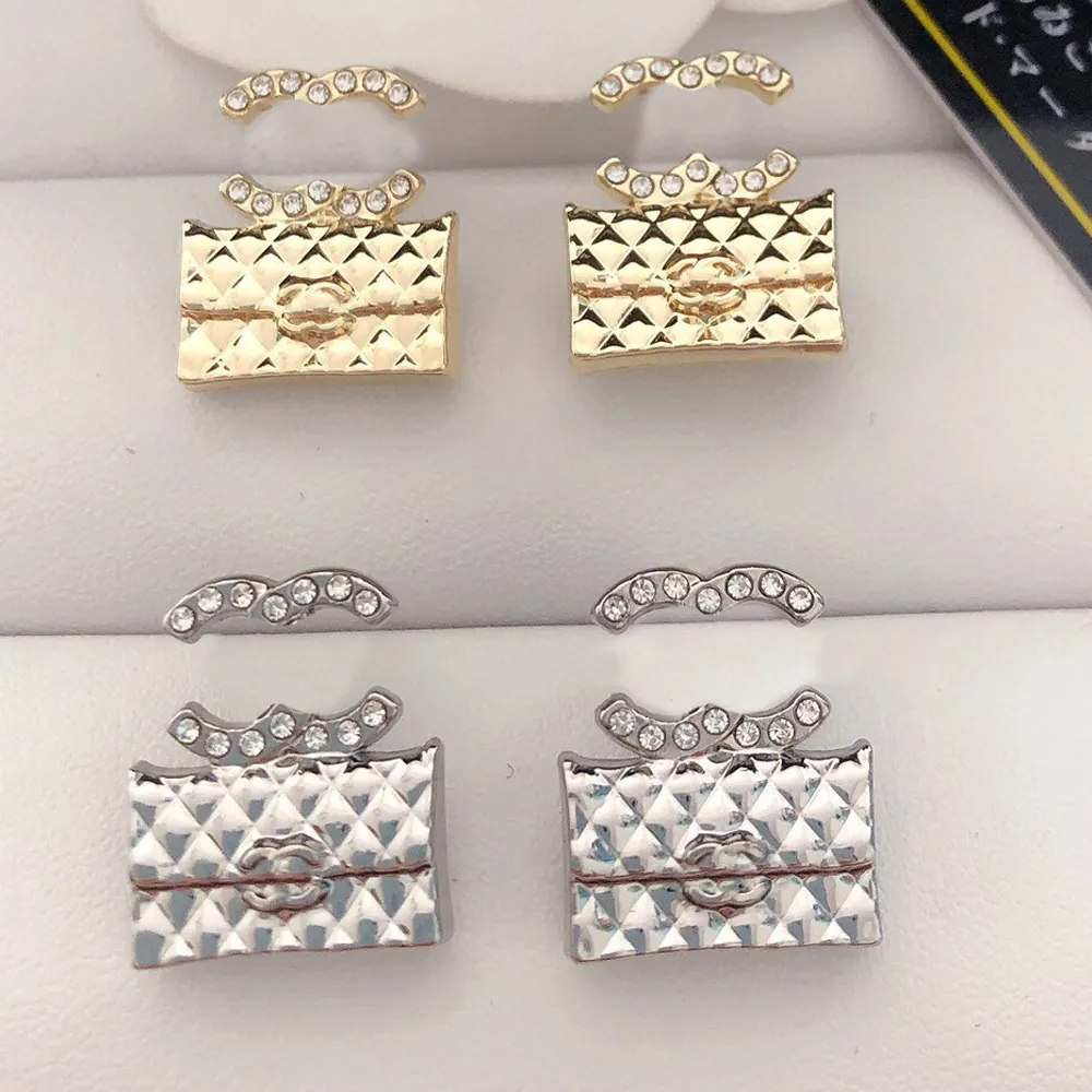 Charm Designer Earrings Stud Luxury Women Fashion 18k Gold Plated Silver Crystal Rhinestone Earring Woman Wedding Jewelry Christmas Gifts