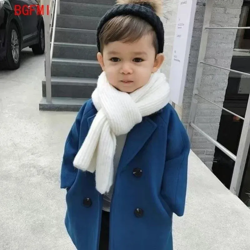 Kid Boy/Kid Girl Solid Color Lapel Collar Double Breasted Coat (Multi Color Available)