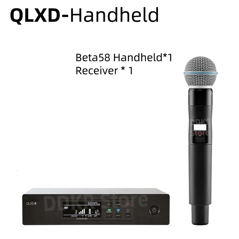 Microfoons DDKR QLXD4 B58a Fullset UHF True Diversity draadloos microfoonsysteem voor karaoke-podiumoptredens Mic Professionnel 231215