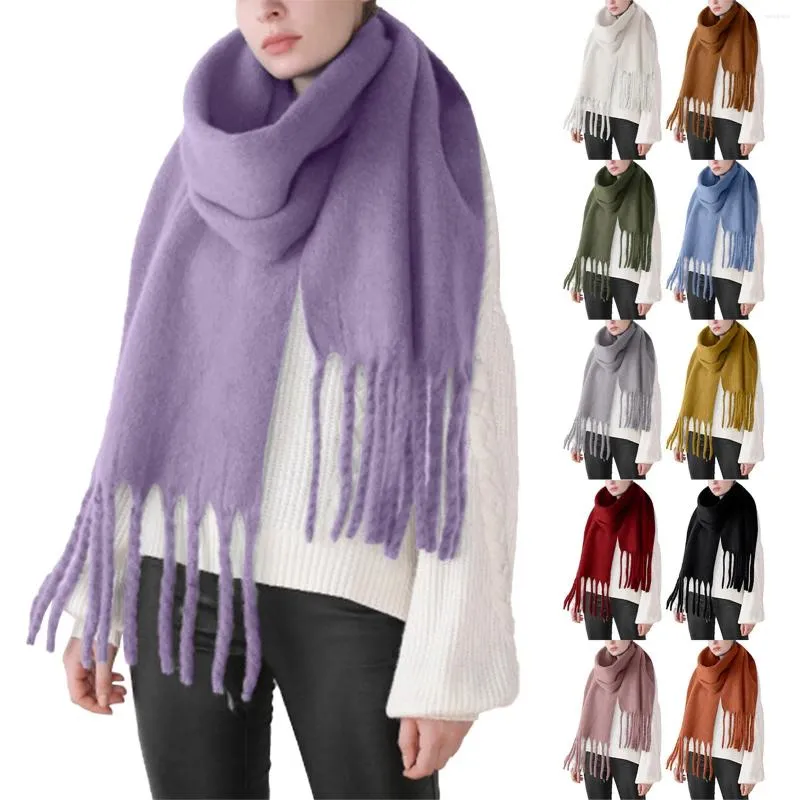 Sjaals Dames Winter Verdikte Macaron Warme Sjaal Effen Kleur Grote Gevlochten Sjaal Uncharted Sheer