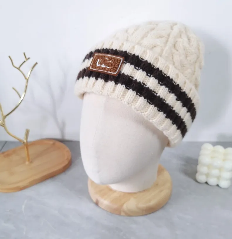 Chapeau tricoté à rayures torsadées rétro épais, Protection des oreilles et du vent, chapeau chaud en laine, tendance, hiver