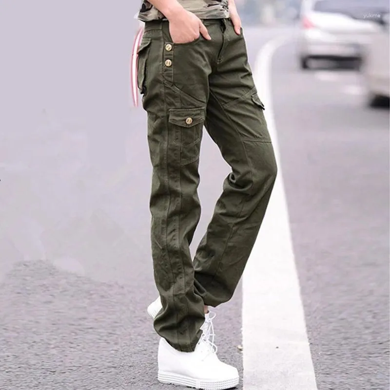 Kvinnors byxor Kvinnor Militär Cotton Cargo Ladies Spring Casual Loose Trousers Army Green Plus Size Camouflage Kvinnor Kläder