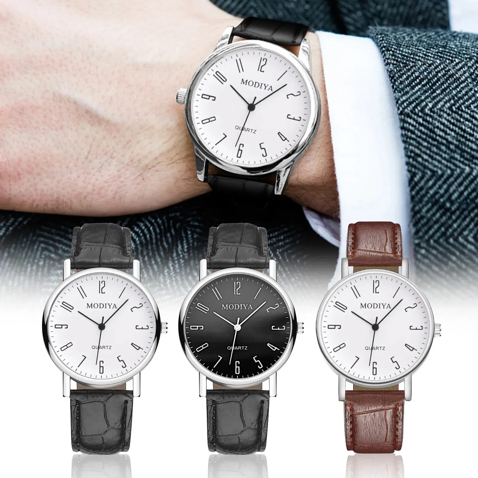 Andere horloges Heren 2023 Klassiek horloge Heren Vintage design Lederen band Polshorloge Quartz Analoog Voor heren Geschenk Reloj Hombre 231216