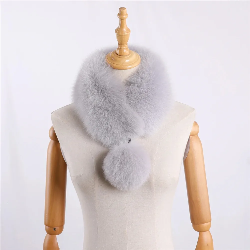 Bufandas Mujer Invierno Cálido Bufanda de piel de zorro real Bufandas Natural Rex Conejo Cuello Calentador Snood Anillo Bufanda Chica Precioso Neckcheif Silenciadores 231215