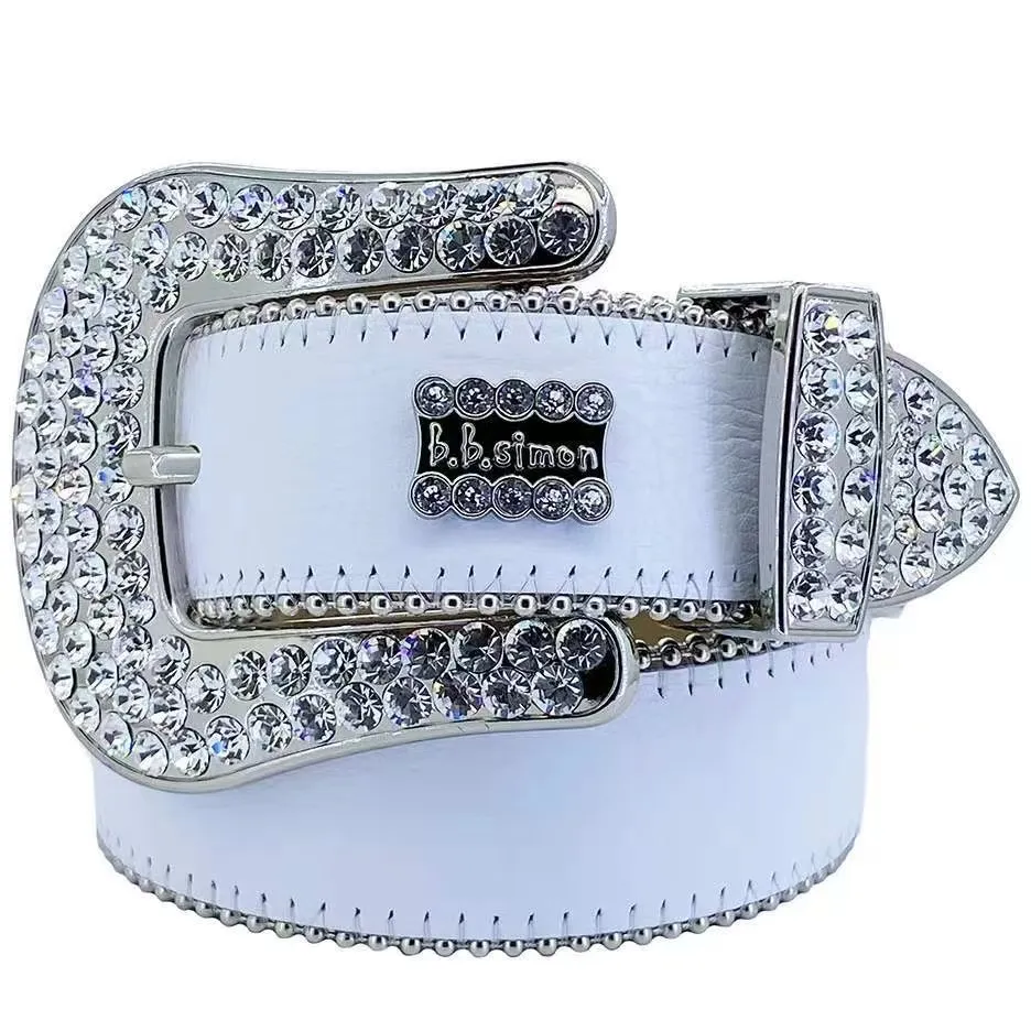 heren designer riem Bb Simon riemen voor dames glanzende diamanten riem zwart op zwart blauw wit veelkleurig met bling strass steentjes