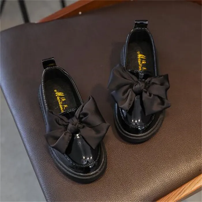 Children Shoes PU Leather Casual Sneakers New Styles Toddler Baby Girls Bowtie Leather Shoes Soft Comfortable Princess Loafers Shoe Slip On Kids Shoes