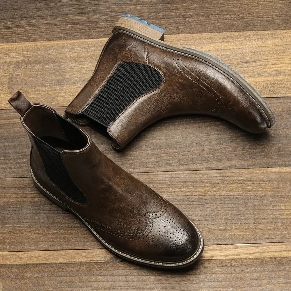Laarzen maat 7 ~ 13 Chelsea herenlaarzen Amerikaanse stijl Comfortabele mode lederen laarzen #Al661 231216