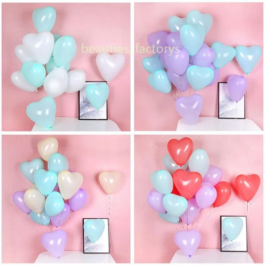 200pcs Macarons Kolor Heart Balloony 12 Wedding Pastel Lateks Balloon Festival impreza Zabezpieczenia Wedding Room Dekoracja 276e