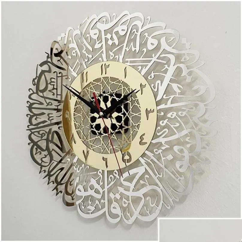 壁時計アートクラフトイスラム教徒ラマダン時計金ゴールドスーラアルイクラス装飾イスラムX7xdドロップデリバリーホームガーデン装飾dhvih