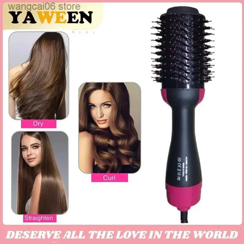 Hair Curlers Straighteners Hair Dryer Brush Multifunction Curler Comb Styler and Hot Air Brush One Step Hair Dryer Professional Hair Straightening Brush T231216