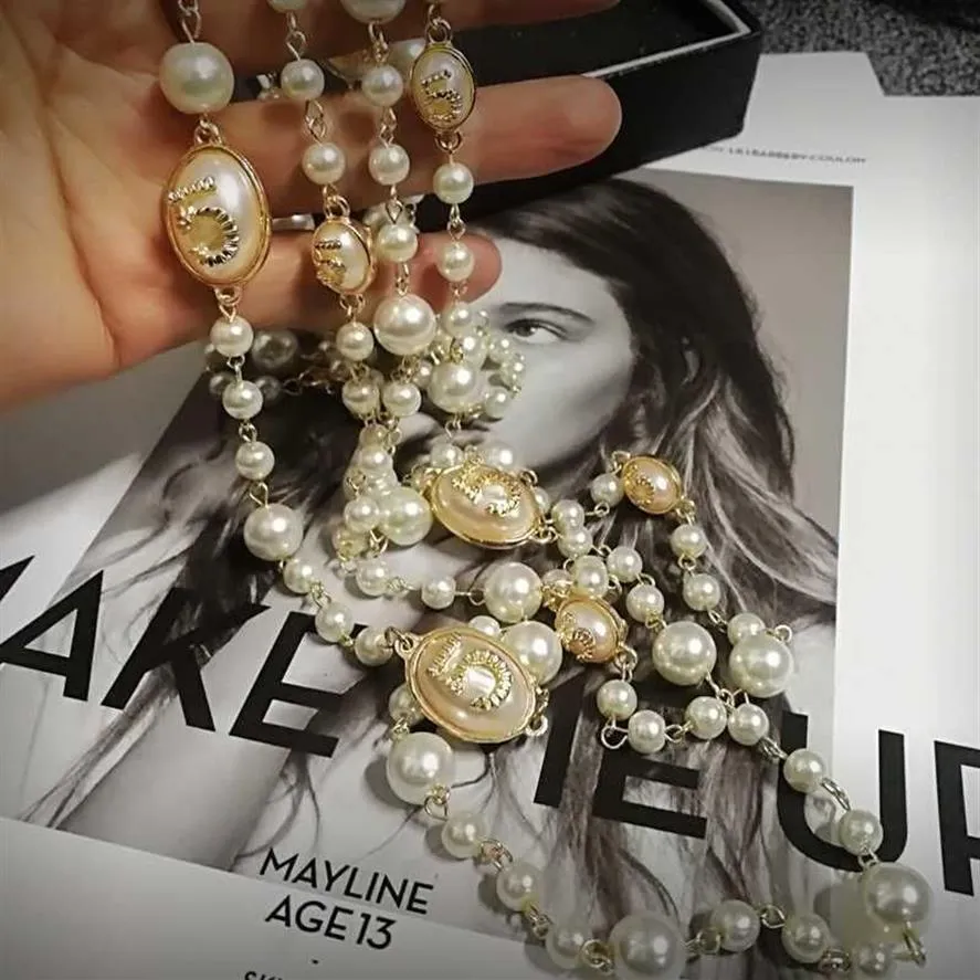 Pull coréen double couche, longue chaîne, collier de perles, pendentif, bijoux pour femmes, party209I, 2020