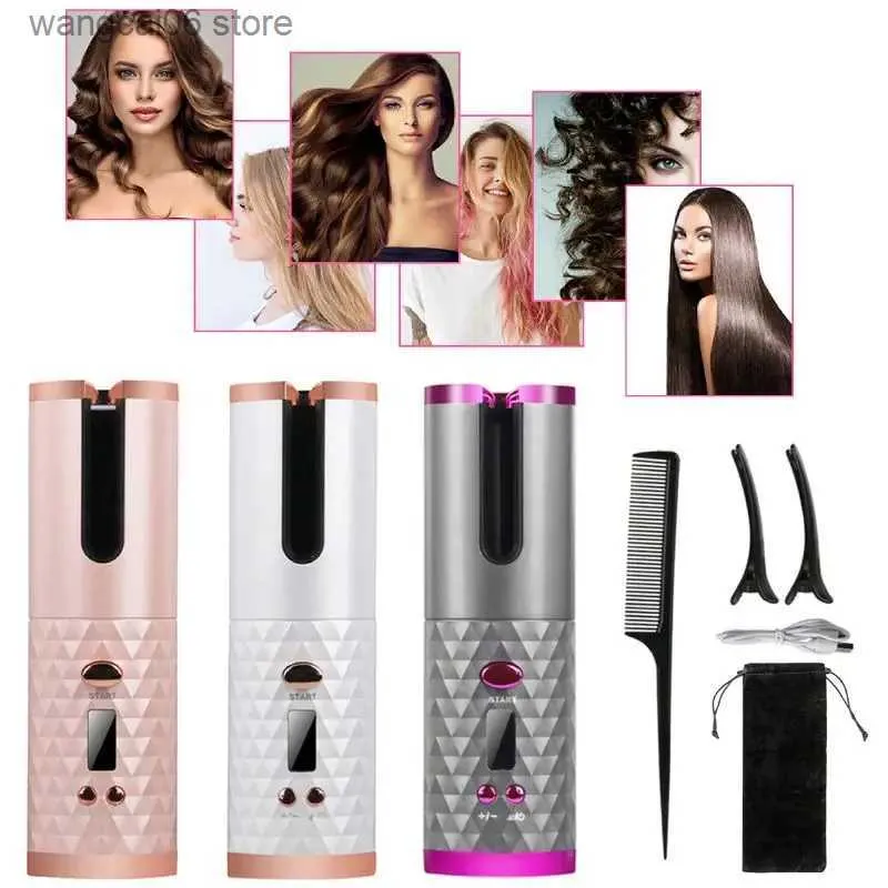 Curlers Straighteners Smart Wireless Automatic Curling Iron Portable Rechargeable Lazy Hair Curler Scald-Free Multi-function Styling Tools T231216