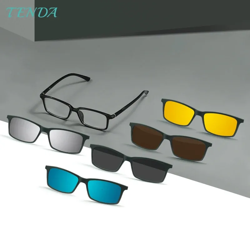 ファッションサングラスフレームメンメンフルリムTR90長方形サングラス処方レンズの眼鏡をかける太陽シェードの偏光クリップ231215