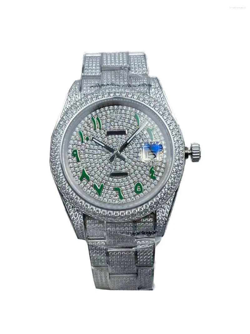 Наручные часы "Мужские водонепроницаемые часы с календарем диаметром 41 мм и бриллиантовым циферблатом"