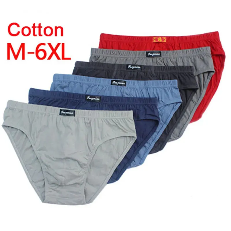 Onderbroek 100 Katoen Heren Slips Plus Size Mannen Ondergoed Slipje 5XL6XL mannen Ademend Solid Sexy Comfortabele Shorts 231215