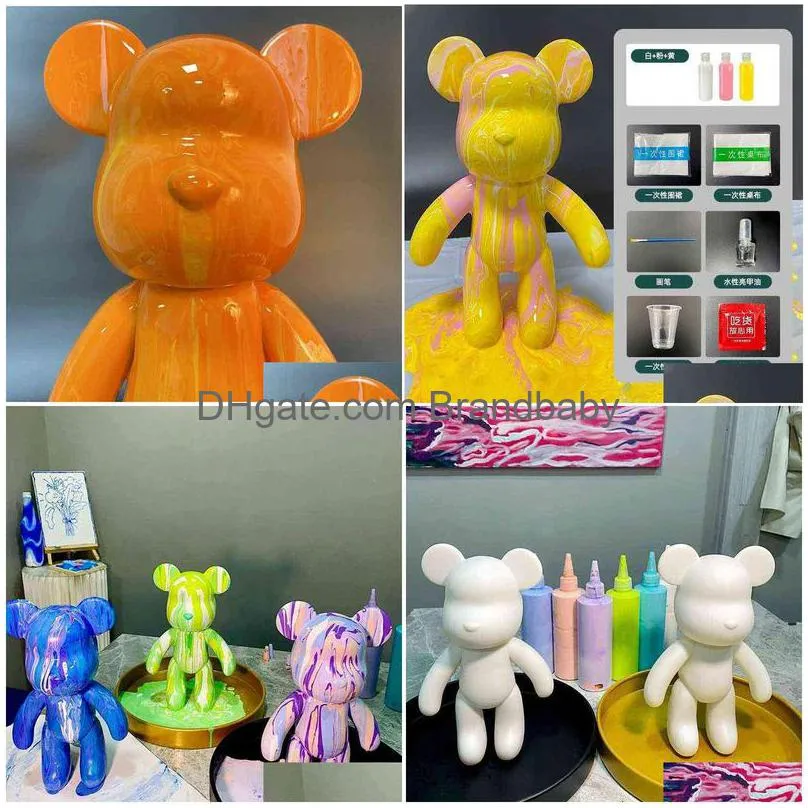 23Cm Large Hand-Made Parent-Child Diy Fluid Bear Ornament Iti Colored Pigment Trend Material T220730 Drop Delivery Dh4S5