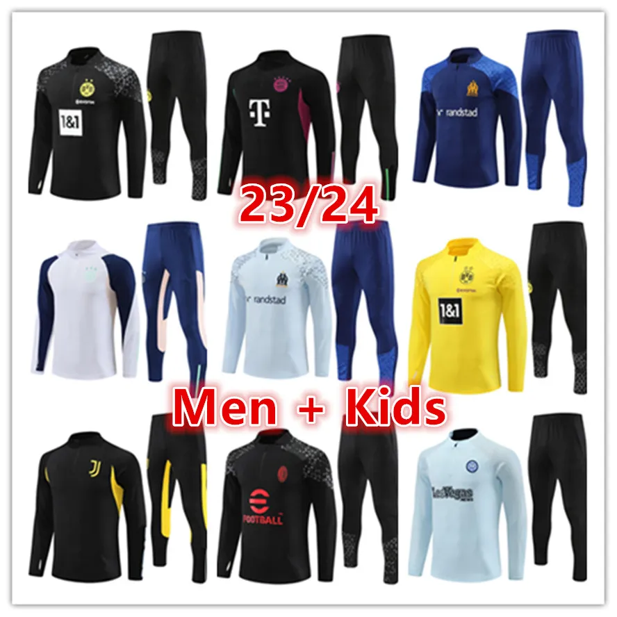 2023 2024 Men Kids Football Jersey Tracksuit Set Set Kit 23 24 Herr Soccer Training Suit Tracksuits Jacket Jogging Sursetement Foot Chandal Futbol