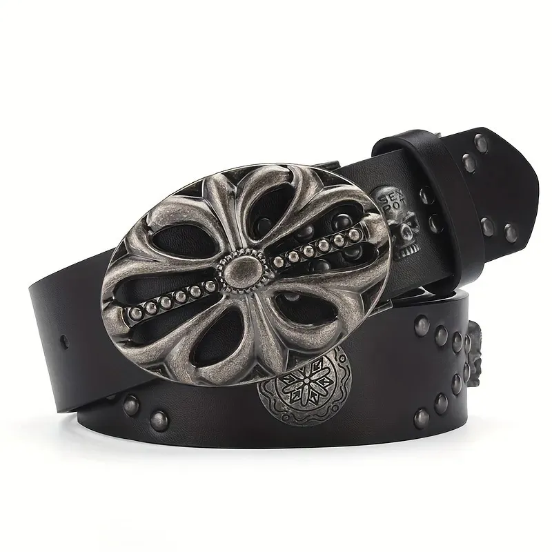 Punk Rock Skeleton Head Belt Unisex PU Leather Vintage Hip Punk Rock Skeleton Head Belt Unisex PU Leather Vintage Hip