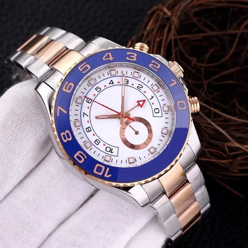 Novo relógio masculino mostrador branco moldura de cerâmica movimento automático vidro safira watch230w