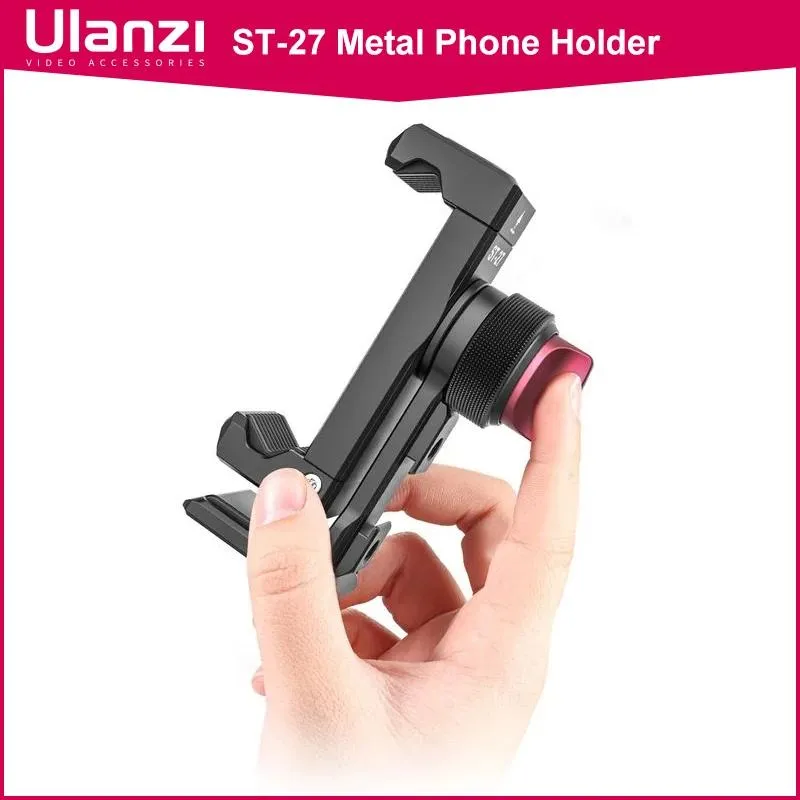 Supports Ulanzi ST27 pince de support de téléphone de prise de vue verticale en métal avec chaussure froide pour Rode sans fil Go Microphone vidéo lumière Vlog