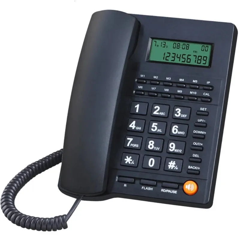 Telefono Fisso Con Fili – Tasti Grandi, Identificazione Chiamante, Segreteria, ABS Nero