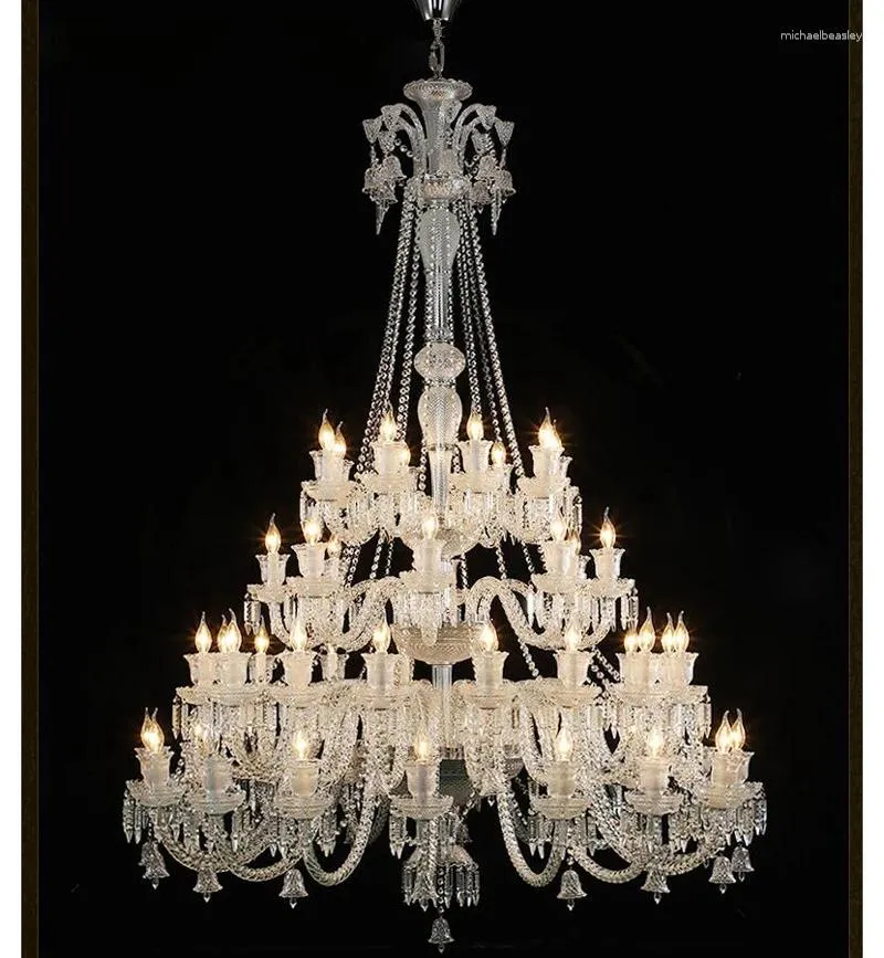 Lustres Style LED lustre en cristal luminaire de luxe grande bougie lampe suspendue Foyer salon