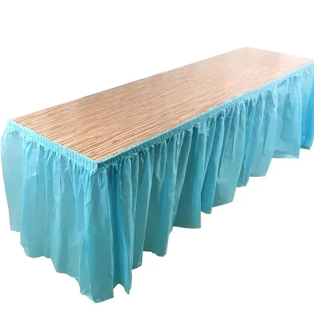 Sourcing Map Confezione Da 6 Gonne Da Tavolo In Plastica Blu Navy, 73,7 X 4,6 M, Per Tavoli Rettangolari, Usa E Getta, Per Feste Di Compleanno E Matrimoni - 5